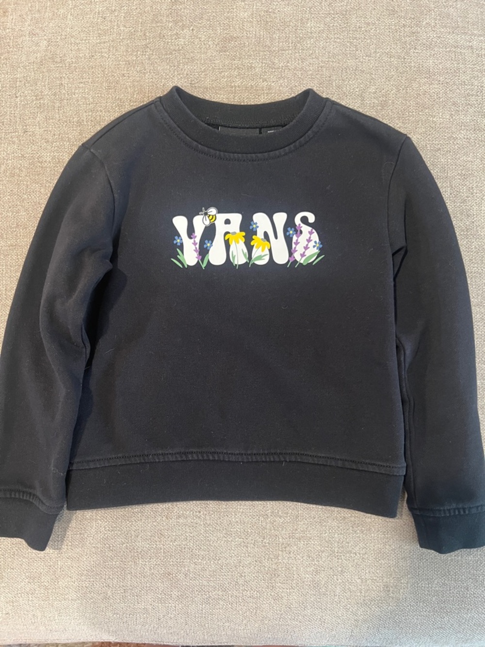 Vans Black Floral Logo Crewneck Sweatshirt